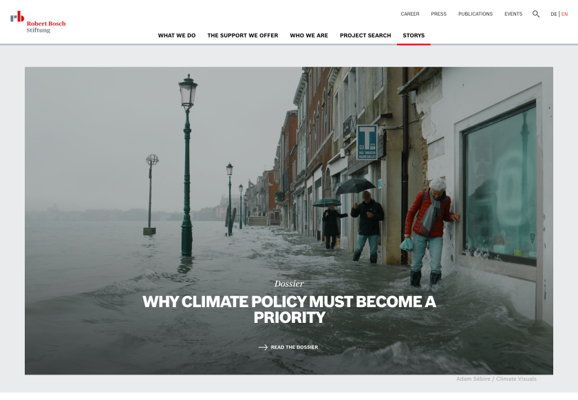 Screenshot of the Robert Bosch Foundation Website: Stories